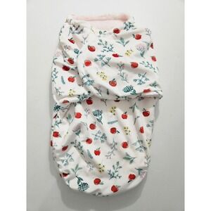 Blankets & Beyond Baby Swaddle Wrap Sleep Sack Apple Floral Pink Fuzzy